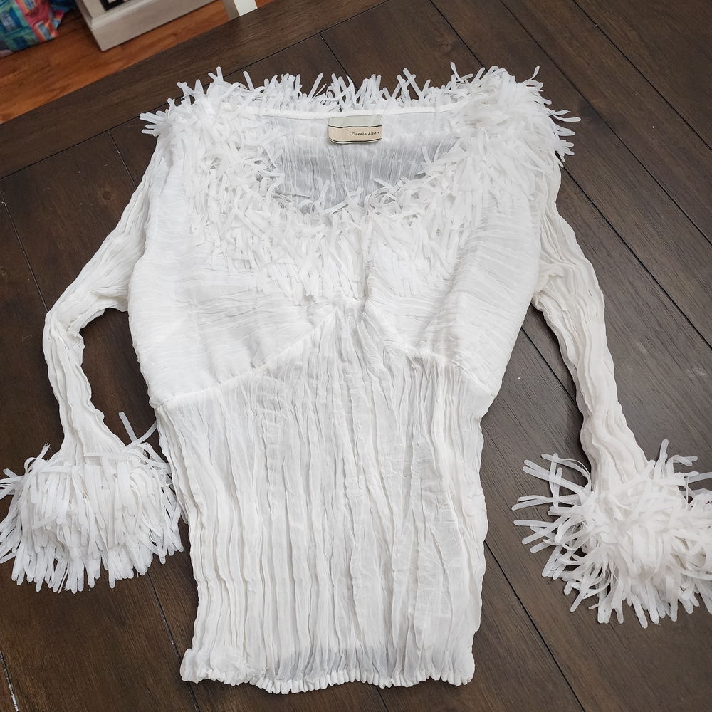 Elegant White Fringe Blouse